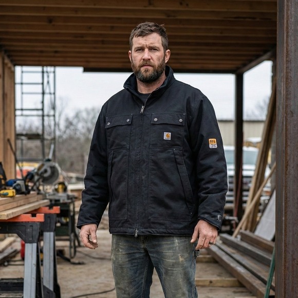 Carhartt Quick Duck Jefferson Mens 3XL Regular Black Work Jacket Thermal Lined